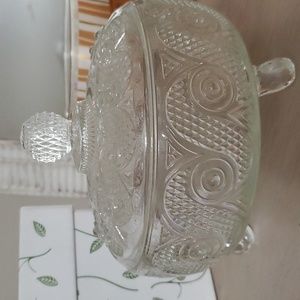 Vintage Avon Cut Crystal Glass Candy Dish with feet with lid